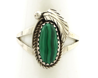 Navajo Ring 925 Silver Natural Mined Malachite Artist Signed Justin Morris C.80s