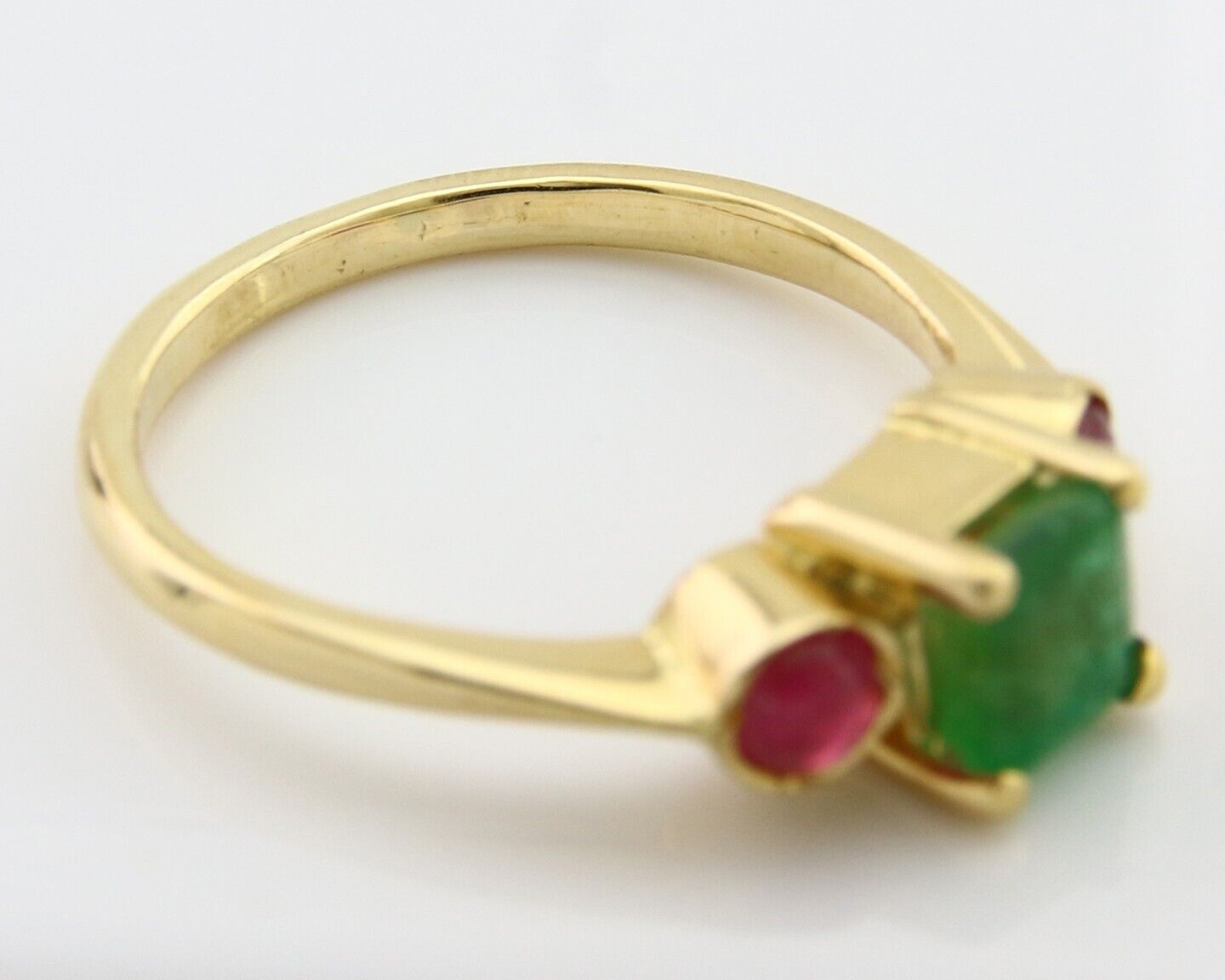 Natural Mined Emerald & Burma Ruby Ring 1.30 ct 18k Solid Gold