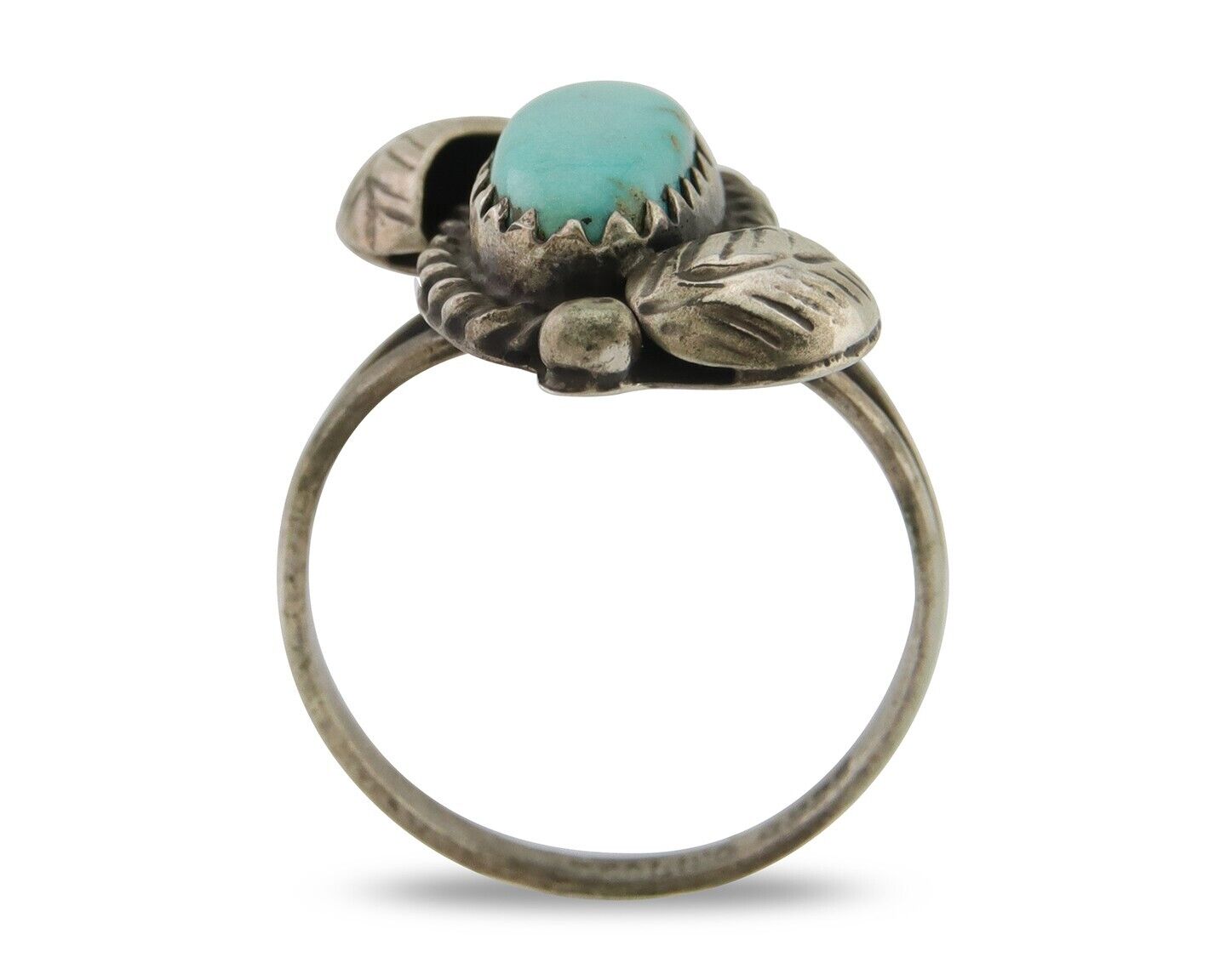 Navajo Ring 925 Silver Natural Blue Turquoise Native American Artist C.80's