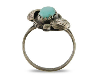 Navajo Ring 925 Silver Natural Blue Turquoise Native American Artist C.80's