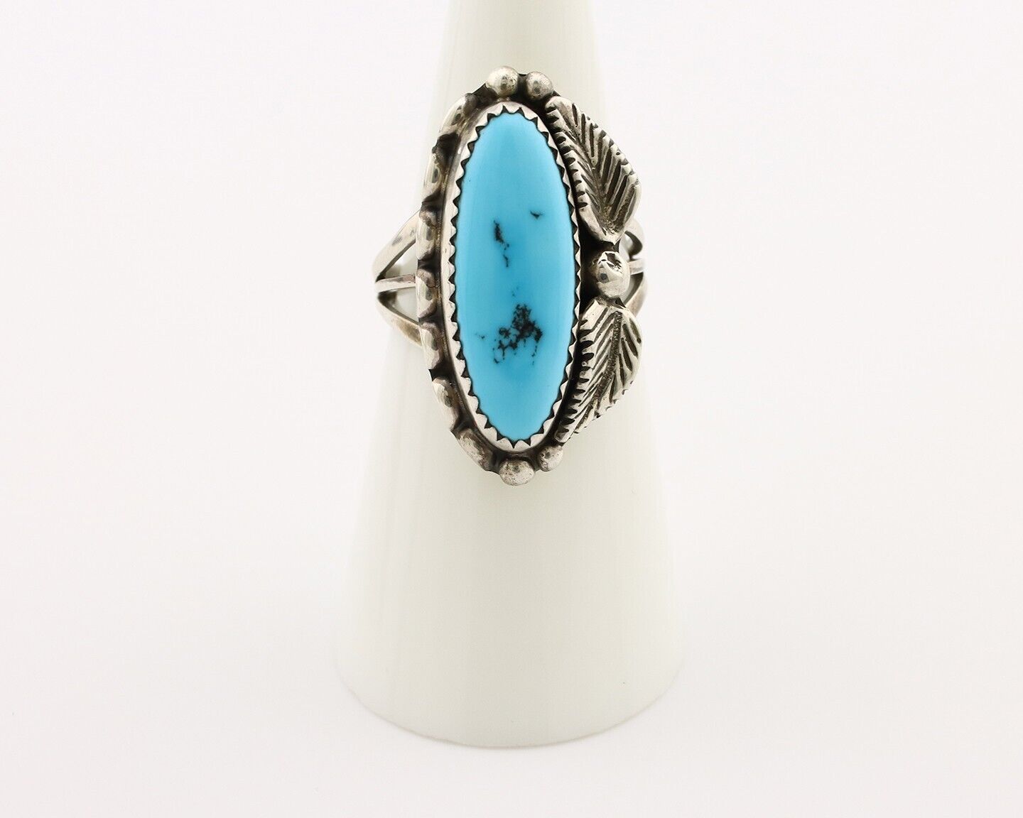 Navajo Ring 925 Silver Sleeping Beauty Turquoise Signed SC C.80's