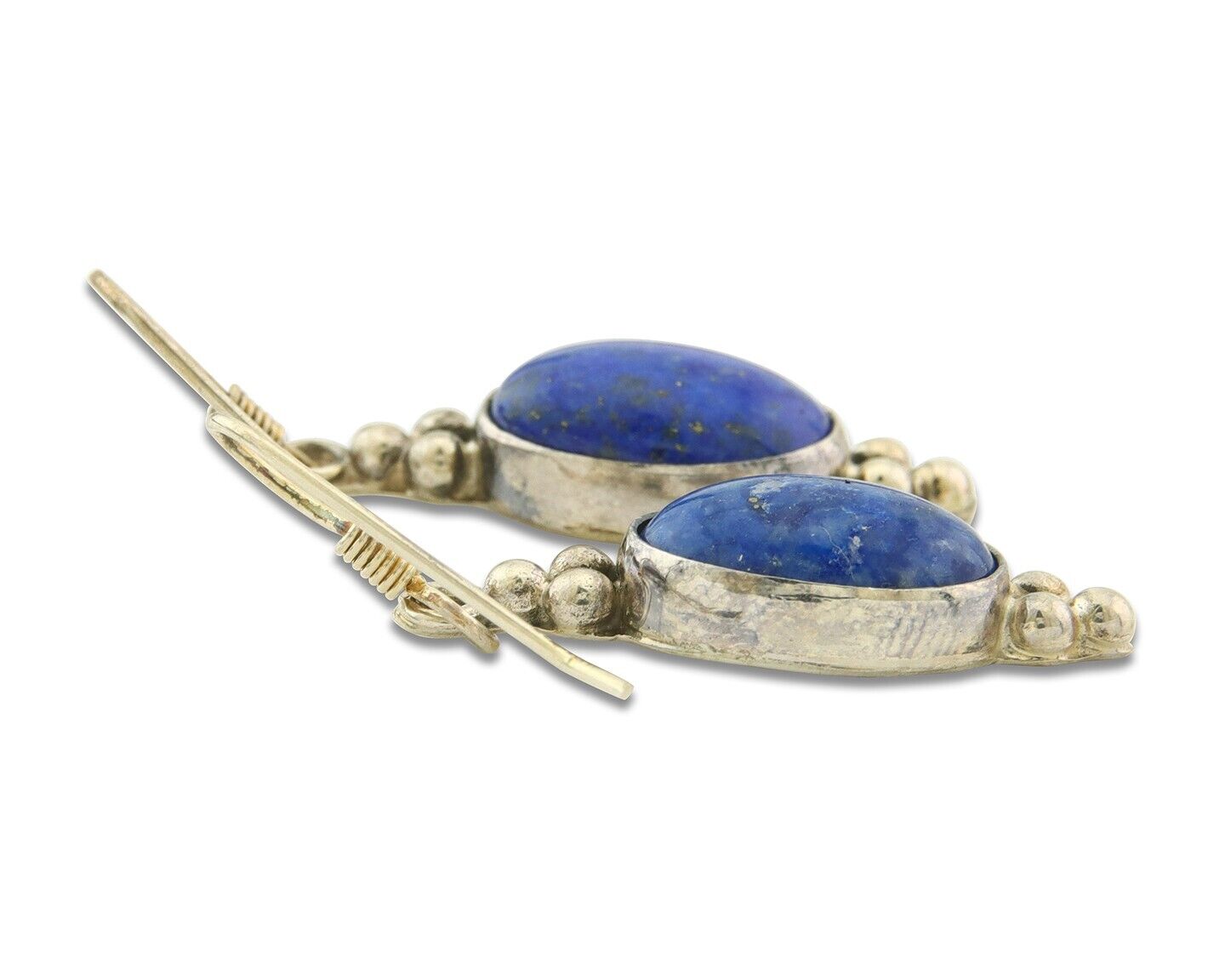 Navajo Earrings 925 Silver Natural Lapis Native American Artist C.80's