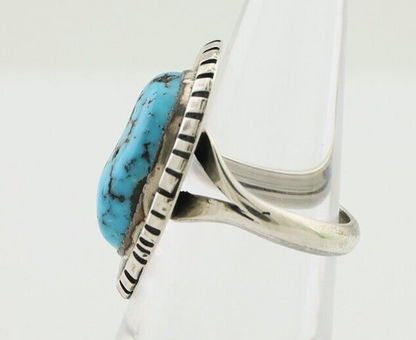 Navajo Ring 925 Silver Sleeping Beauty Turquoise Signed SC C.80's