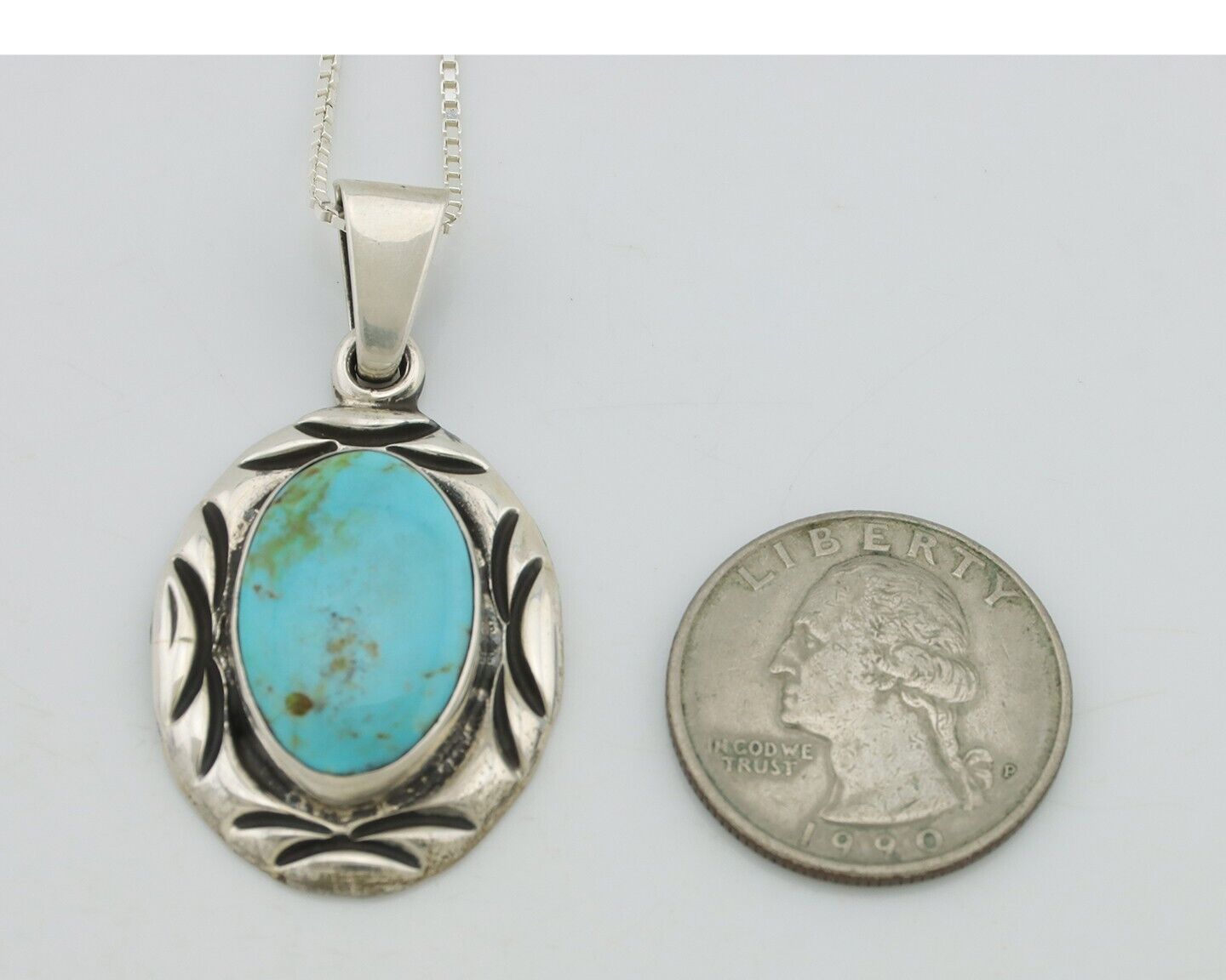 Navajo Necklace 925 Silver Kingman Turquoise Signed C Montoya C.80s