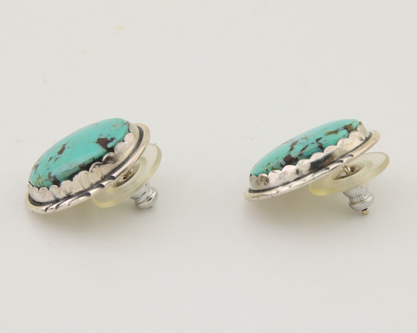 Navajo Earrings 925 Silver Natural Blue Native American Artist C.80's