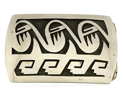 Navajo Belt Buckle .925 SOLID Sterling Silver Handmade Overlay Circa 1980's