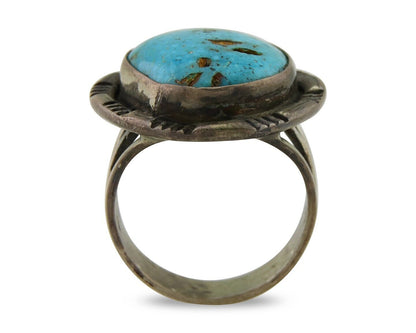 Navajo Ring 925 Sterling Silver Turquoise Native American Artist C.80's