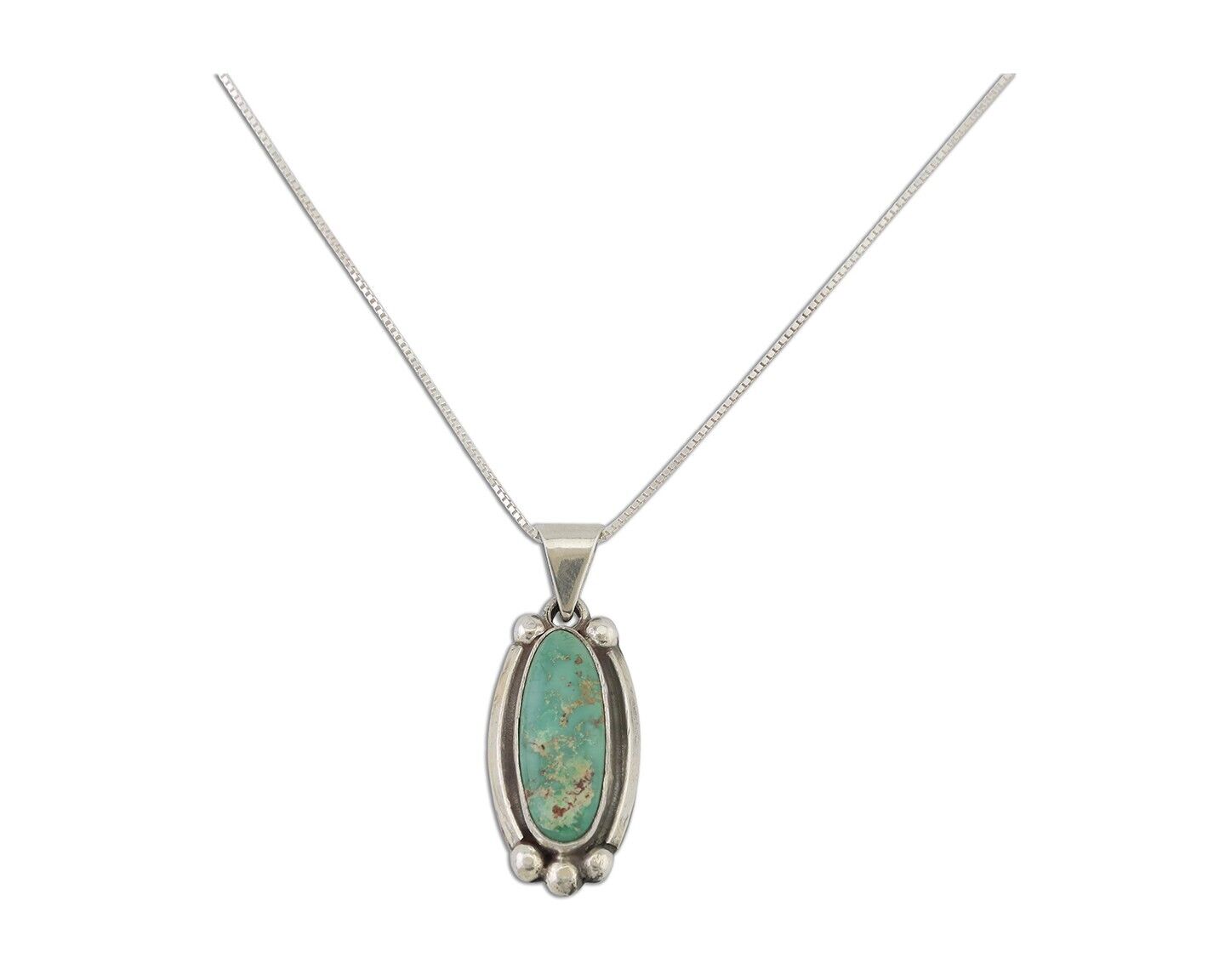 Navajo Necklace 925 Silver Natural Mined Turquoise Artist Signed Sun C.80's