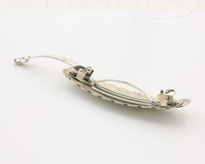 Vintage Navajo Barrette 925 Sterling Silver Hand Stamped Signed Livingston