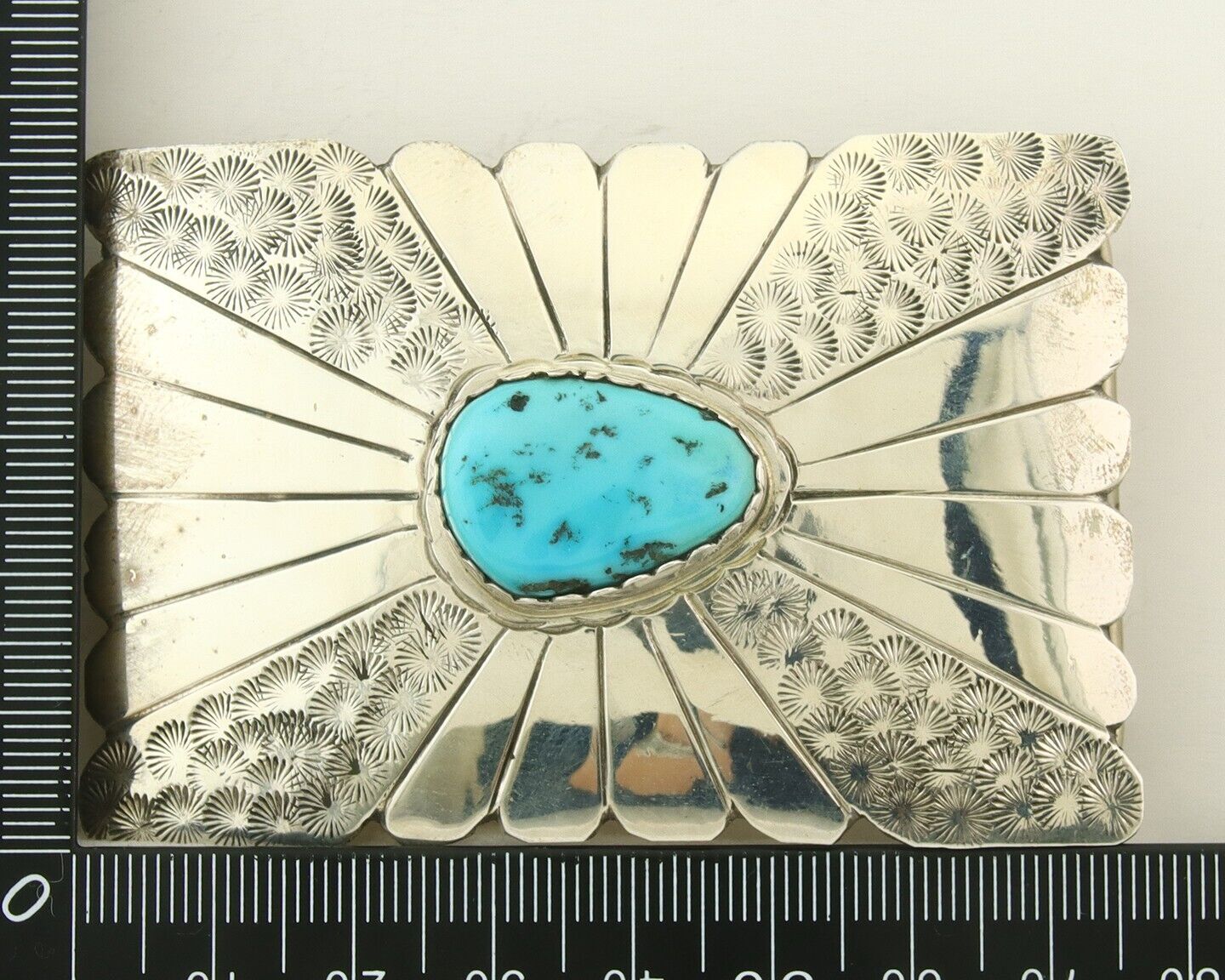 Vintage Navajo Belt Buckle 925 Silver Natural Turquoise Native Artist