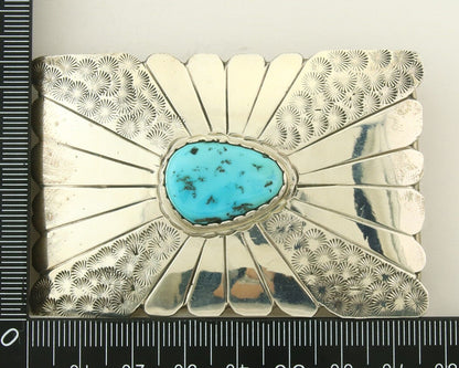 Vintage Navajo Belt Buckle 925 Silver Natural Turquoise Native Artist
