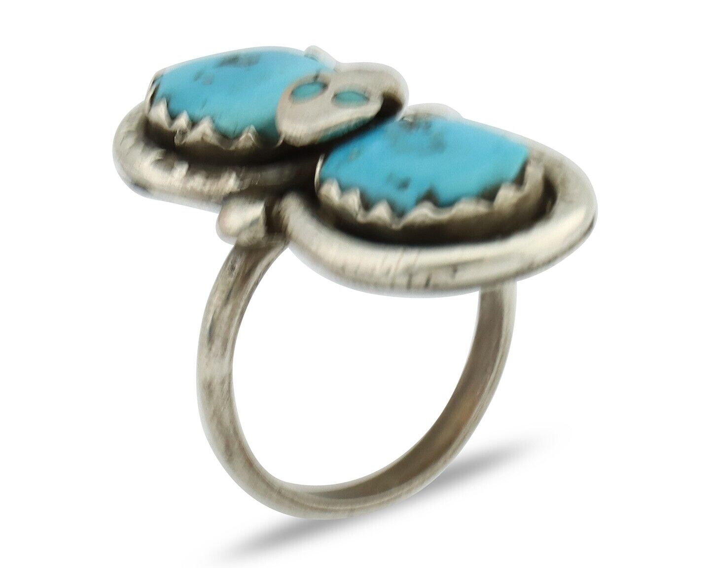 Zuni Ring 925 Silver Sleeping Beauty Turquoise Signed Effie Calavasa C.80's