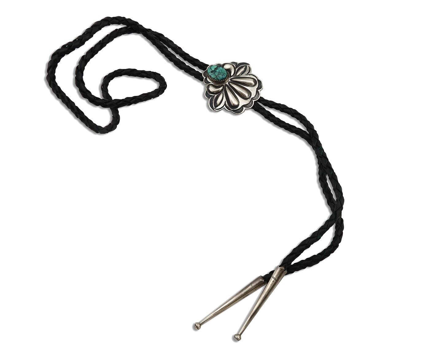 Navajo Bolo Necktie 925 Silver Sleeping B Turquoise Signed Thomas Singer C.80's