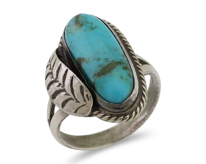 Navajo Handmade Ring 925 Silver Natural Turquoise Native American Artist C.80's