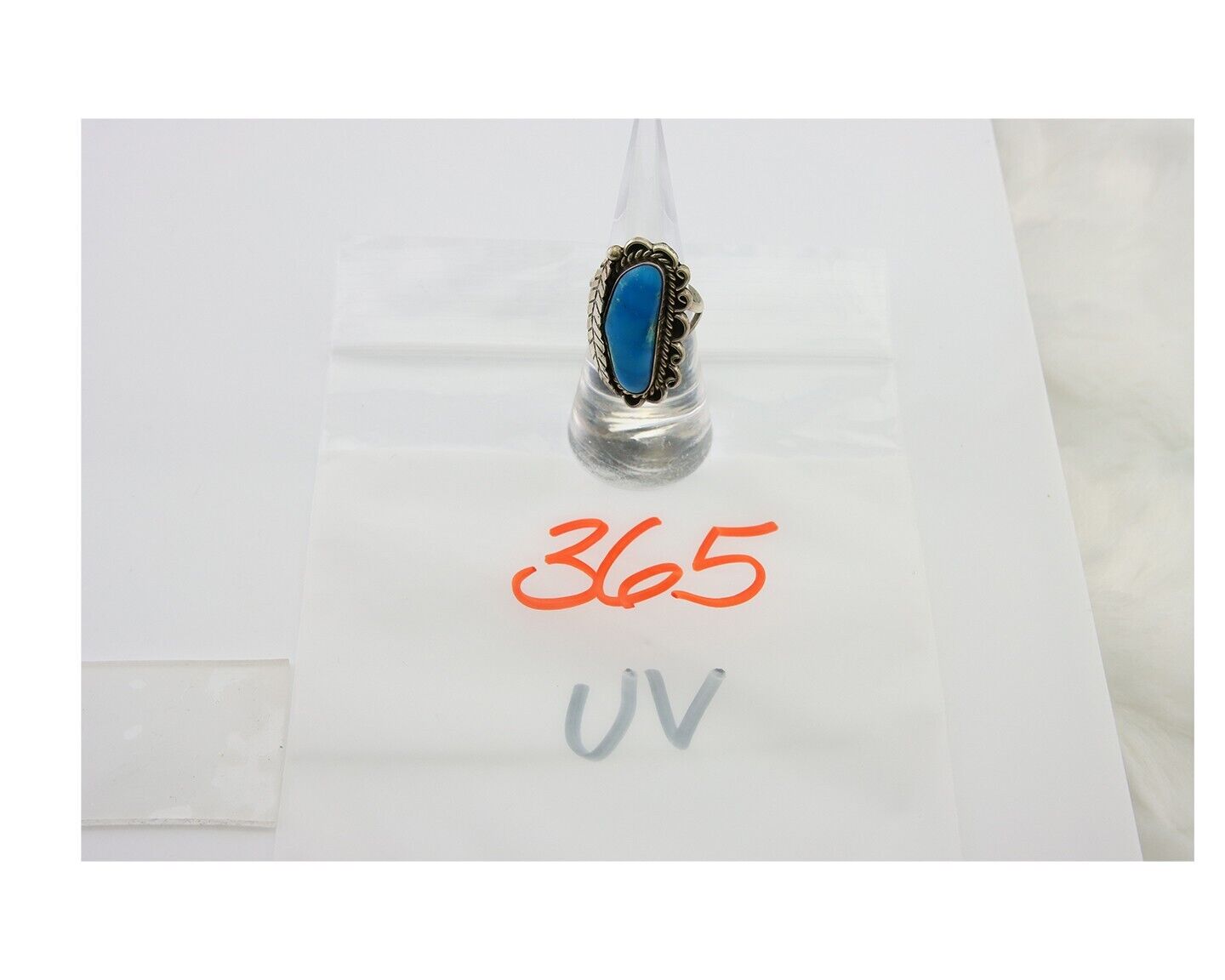 Navajo Ring .925 Sterling Blue Turquoise Artist Signed R Yazzie C.80's
