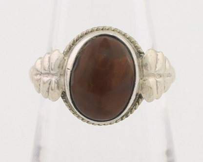 Navajo Handmade Ring 925 Silver Natural Fire Opal Native Artist Size 7.25 C.80's