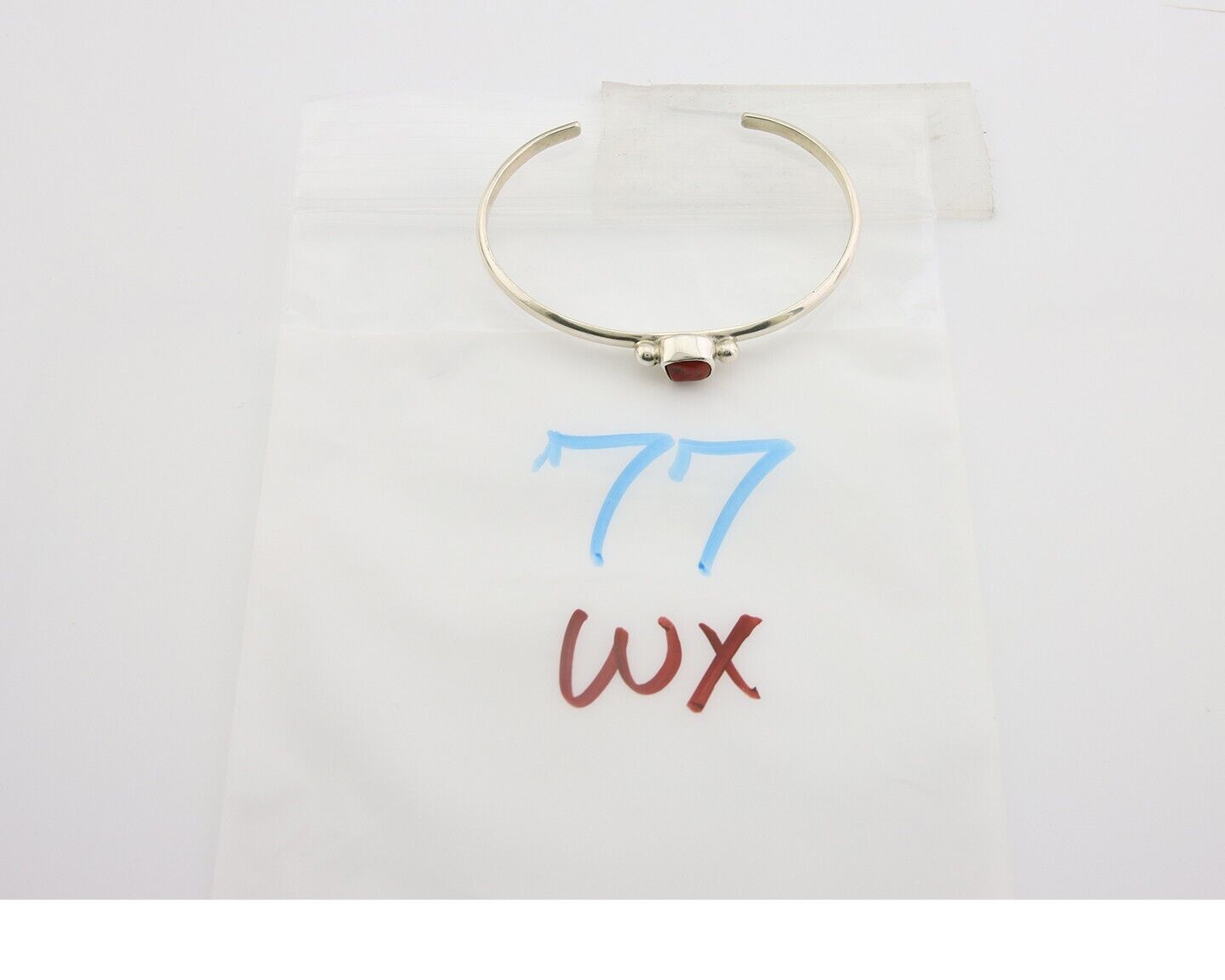 Navajo Bracelet .925 Silver Natural Red Coral Cuff Native American Artist C.80's