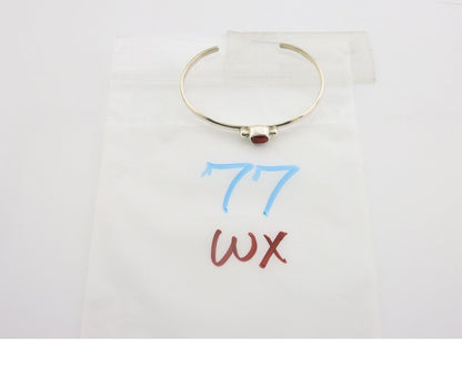 Navajo Bracelet .925 Silver Natural Red Coral Cuff Native American Artist C.80's