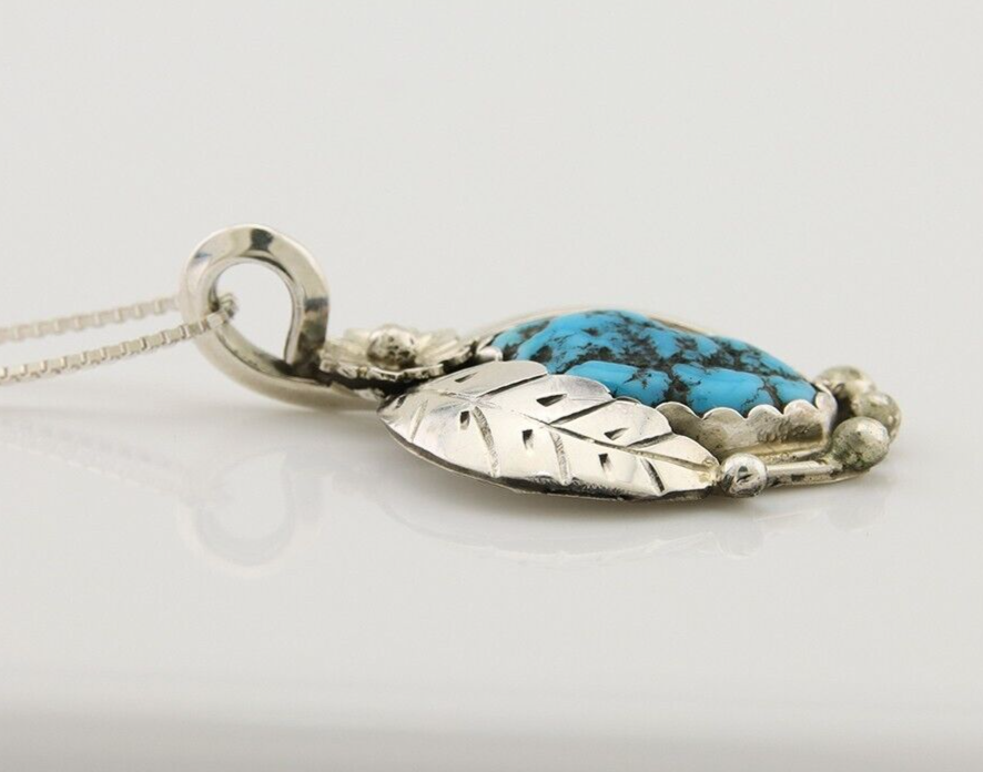 Navajo Necklace 925 Silver Natural Seafoam Turquoise Native Artist C.80's