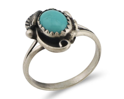 Navajo Ring 925 Silver Natural Blue Turquoise Native American Artist C.80's