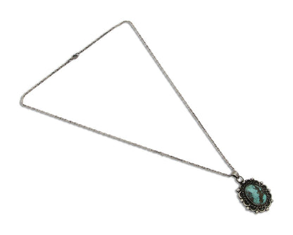 Navajo Necklace 925 Silver Natural Turquoise Native American Artist C.80's