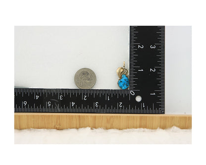 Navajo Pendant Sterling Silver & Gold Natural Blue Turquoise Signed Virgnina C