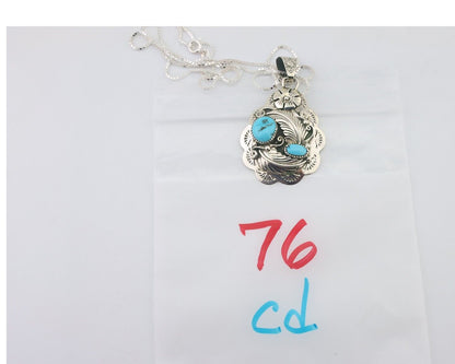 Navajo Necklace 925 Silver Turquoise Native Artist Signed Wilbert Benally C.80s