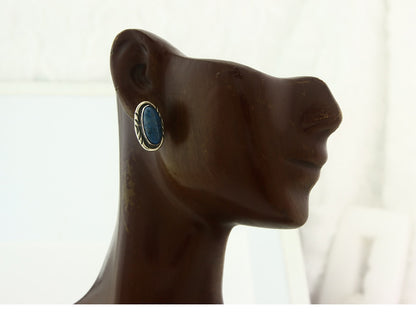 Navajo Dangle Earrings Sterling Silver Lapis Vintage Authentic