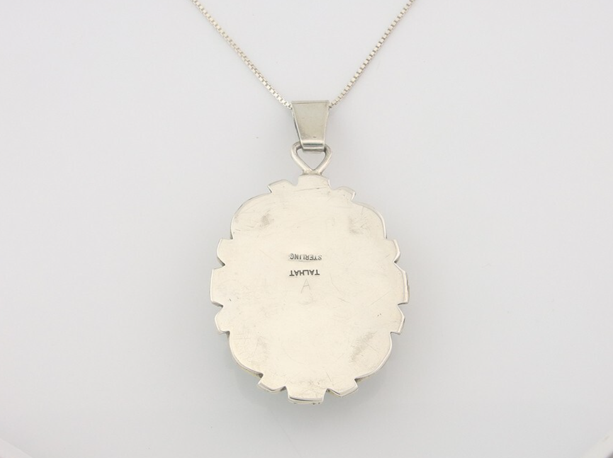 Navajo Sterling Silver Necklace Malachite Authentic Vintage Signed TALHAT