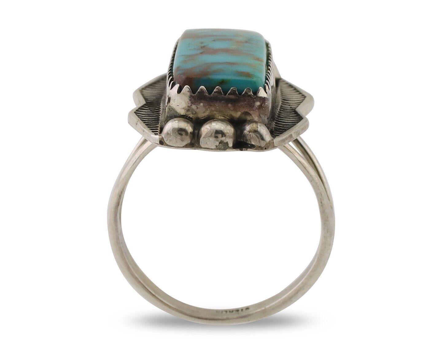 Navajo Ring 925 Silver Natural Blue Turquoise Artist Signed Doug Zachary C.80's