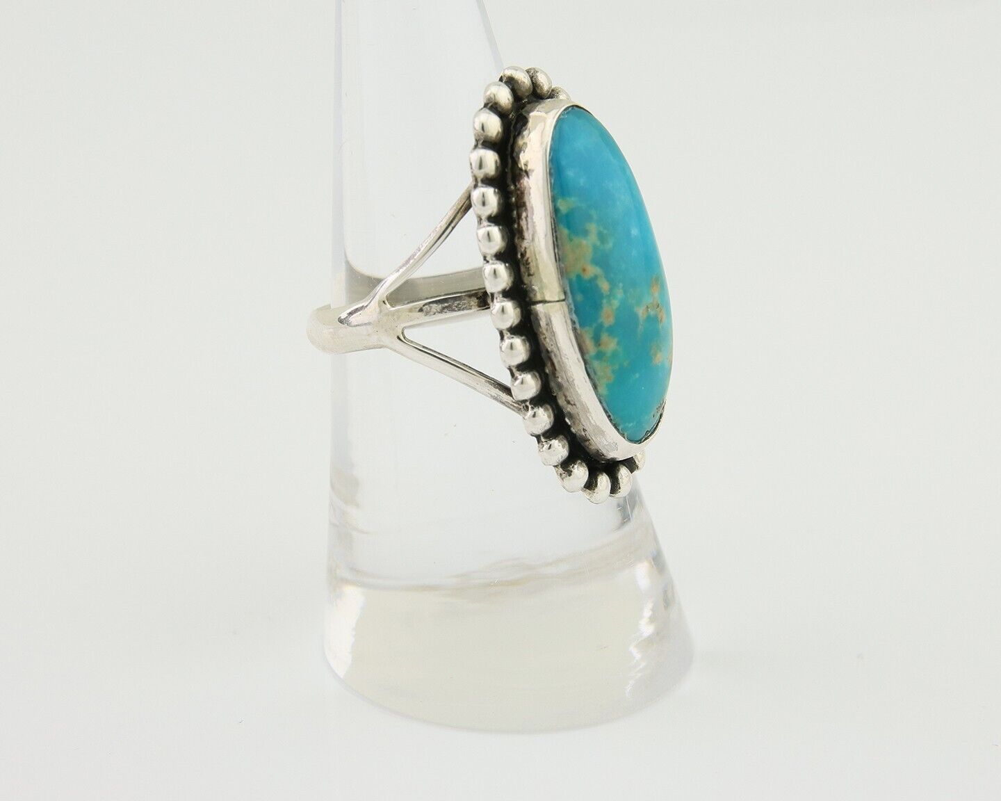 Navajo Shield Ring 925 Silver Arizona Turquoise Native Artist C.80's