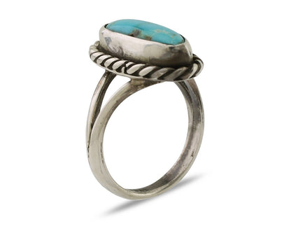 Navajo Ring 925 Silver Natural Blue Turquoise Native American Artist C.80's