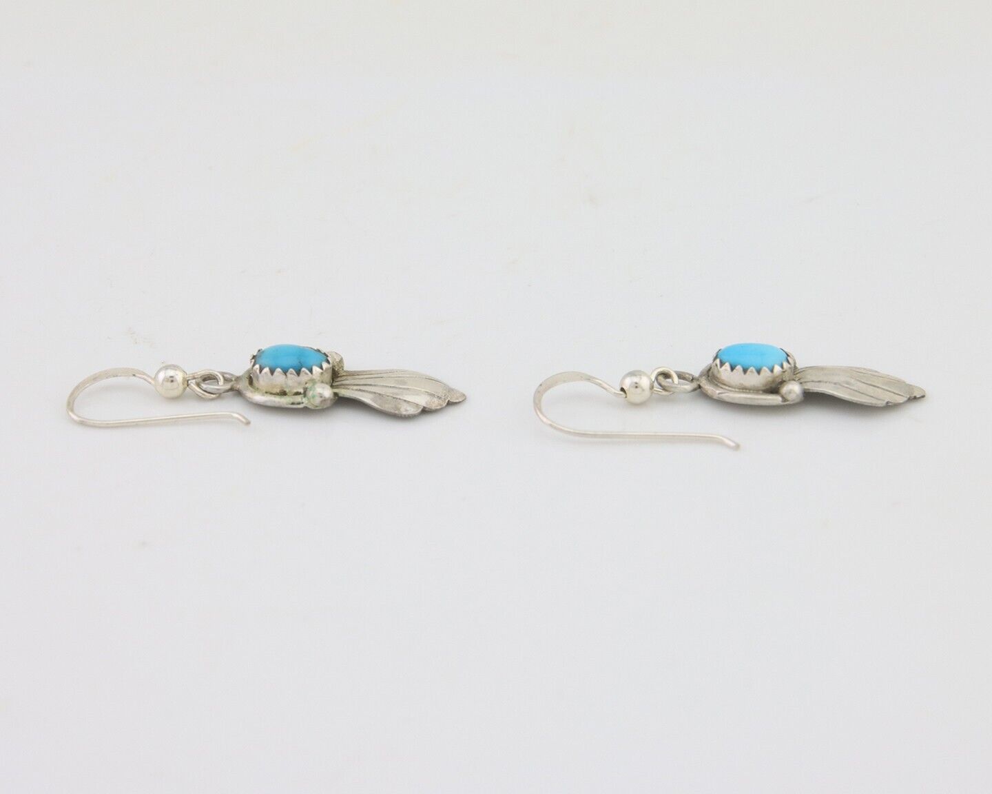 Navajo Earrings 925 Silver Blue Turquoise Artist Signed Kee Tsosie C.80's