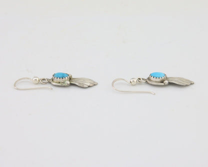 Navajo Earrings 925 Silver Blue Turquoise Artist Signed Kee Tsosie C.80's