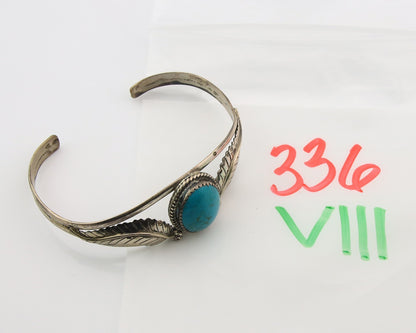 Navajo Bracelet Sterling Silver Turquoise Hand Stamped Native American Artist