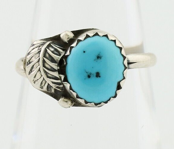 Navajo Ring 925 Silver Sleeping Beauty Turquoise Native American Artist C.80's