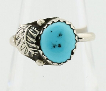 Navajo Ring 925 Silver Sleeping Beauty Turquoise Native American Artist C.80's