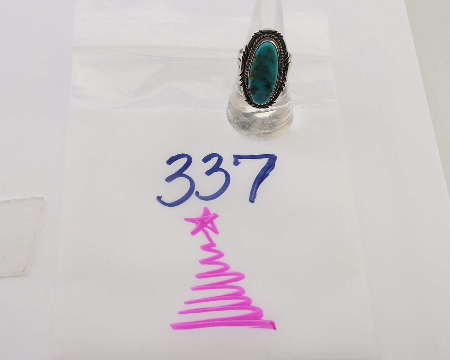 Navajo Ring 925 Silver Natural Blue Turquoise Native American Artist C.80's