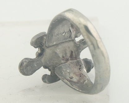 Navajo Toe Ring 925 Silver Inlaid Turtle Turquoise C.80's Size 1.75