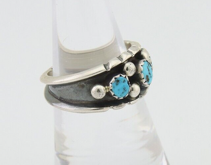 Navajo Ring 925 Silver Natural Blue Turquoise Native American Artist C.80's