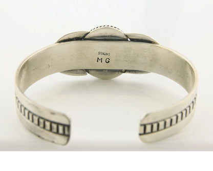 Navajo Cuff Bracelet Sterling Silver Turquoise Handmade Vintage Signed MG