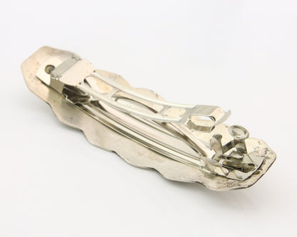 Vintage Navajo Barrette 925 Sterling Silver Hand Stamped Signed Livingston