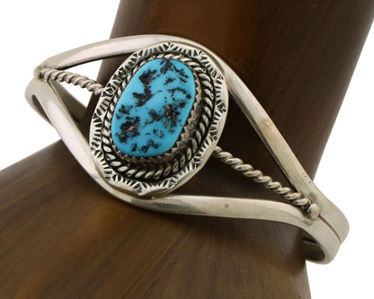 Navajo Cuff Bracelet 925 Silver Natural Blue Turquoise Native American C.80's