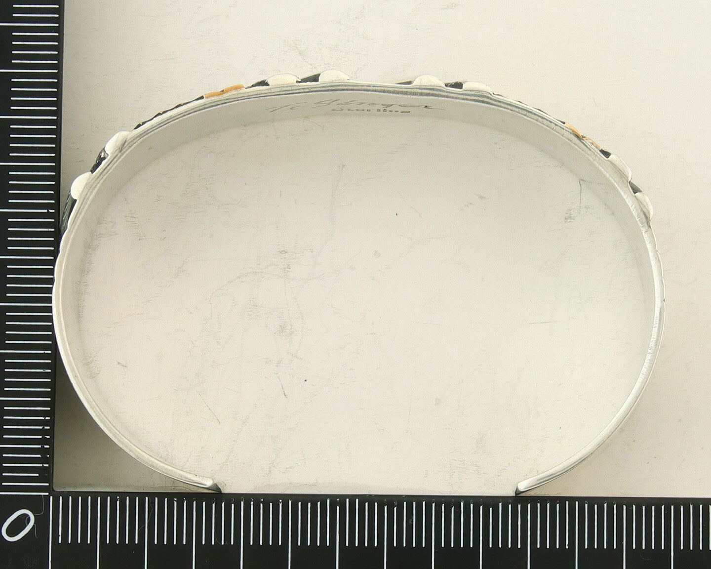 Navajo Bracelet Gold & 925 Silver Handmade 16 mm Wide Signed Thomas Singer C80s