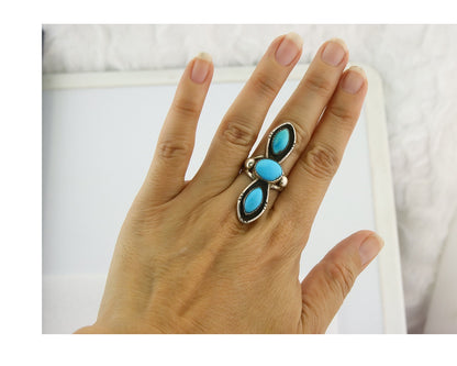 Vintage Navajo Ring 925 Sterling Silver Turquoise Handmade Size 6.25