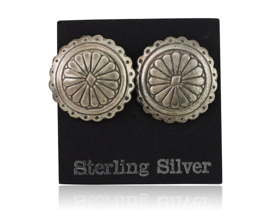 Navajo Small Shield Earrings 925 Silver Native American Artist C.80's