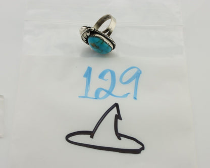 Navajo Ring 925 Silver Natural Blue Turquoise Native American Artist C.80's