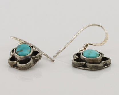 Navajo Earrings 925 Silver Natural Blue Turquoise Native American Artist C.80s