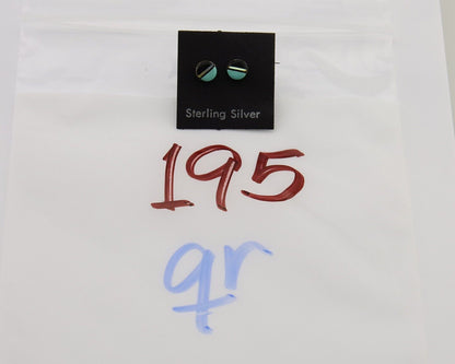 Navajo Earrings 925 Silver Inlaid Natural Onyx & Turquoise Native American C.80s