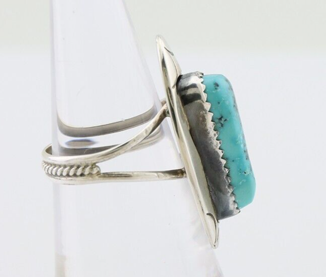 Navajo Ring 925 Silver Blue Gem Turquoise Artist Size 6.0 C.80's